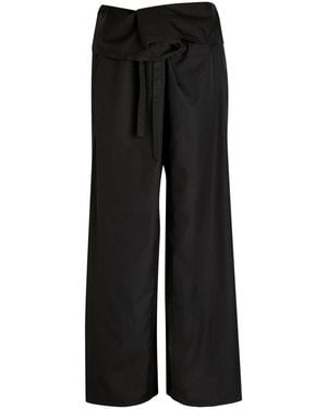 Wardrobe NYC Fisherman Wrap-Front Cotton-Blend Poplin Pants - Black