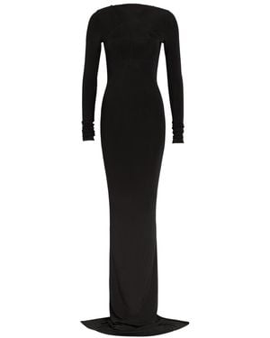 Rick Owens Temple Paneled Stretch-Tulle Gown - Black