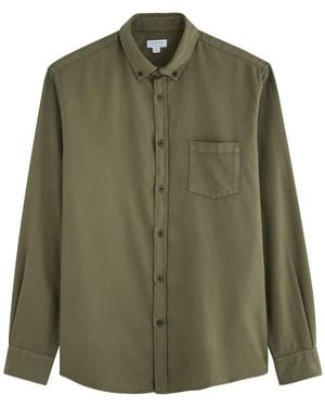 Sunspel Brushed-Cotton Shirt - Green