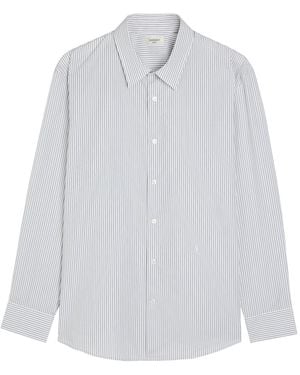 Saint Laurent Logo-Embroidered Striped Cotton-Poplin Shirt - White