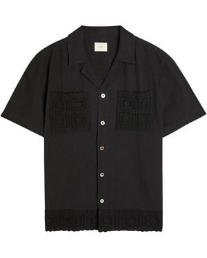 CHE Inigo Crot-Trim Cotton And Linen-Blend Shirt - Black