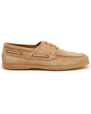 Tod's Barca Gomma Suede Boat Shoes - Brown