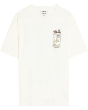 Damson Madder Quiet Company Printed Cotton T-Shirt - White