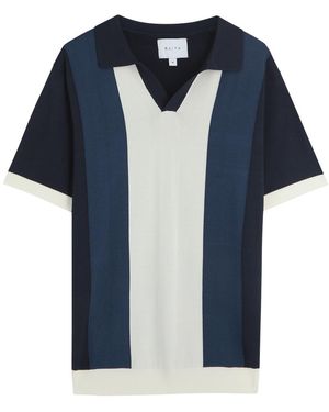 Raith Campi Colour Block Fine-Knit Polo Shirt - Blue