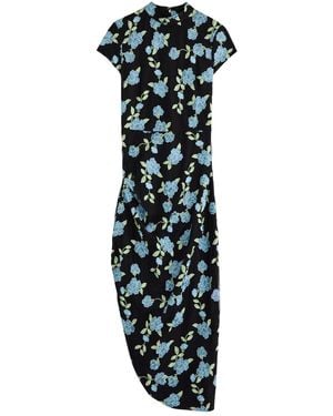 ROTATE SUNDAY Rotate Floral-Embroidered Tulle Midi Dress - Black