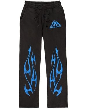God Made Printed Straight-Leg Cotton Sweatpants - Black