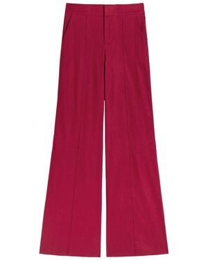 Alice + Olivia Dylan Linen-Blend Wide-Leg Trousers - Red