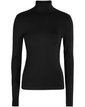 JOSEPH Ribbed Stretch-Silk Knit Top - Black