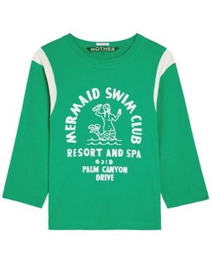 Mother The Better Half Insert Appliquéd Cotton T-Shirt - Green