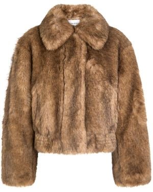 Stand Studio Lena Quilted Faux Fur Jacket - Brown