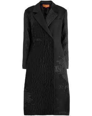 Stine Goya Panelled Metallic Cloque Coat - Black