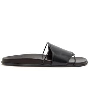 The Row Vivienne Leather Sliders - Black