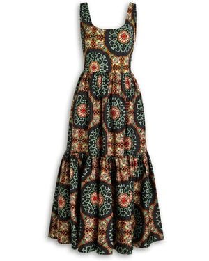 La DoubleJ Capri Printed Satin-Twill Midi Dress - White