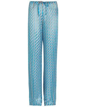 Dries Van Noten Pachas Striped Straight-Leg Devoré Trousers - Blue