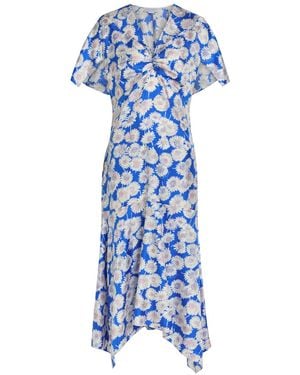 Stella McCartney Daisy Floral-Print Silk Midi Dress - Blue