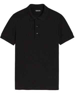 Tom Ford Logo-Embroidered Piqué Polo Shirt - Black