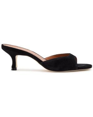 STAUD Brigitte 60 Brushed Suede Mules - Black