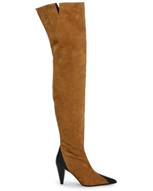 KHAITE Harvey 85 Suede And Leather Over-The-Knee Boots - Brown