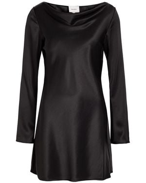Reformation Pike Draped Satin Mini Dress - Black