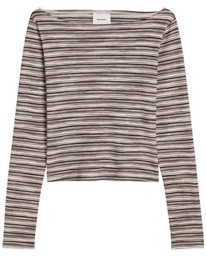 Reformation Wiley Striped Fine-Knit Top - Brown