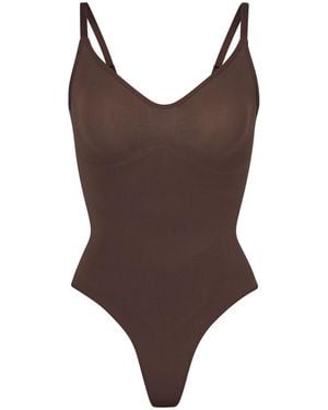 Skims Seamless Sculpt Thong Bodysuit - Brown