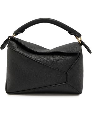 Loewe Puzzle Edge Mini Grained Leather Top Handle Bag - Black