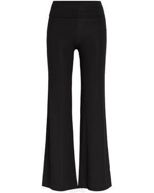 Tala Fold Over Flared-Leg Stretch-Modal Trousers - Black