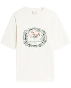 Drole de Monsieur Le Tshirt Plateau Printed Cotton T-Shirt - White