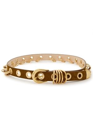 DEHANCHE Revenge Ring-Embellished Suede Belt - Metallic