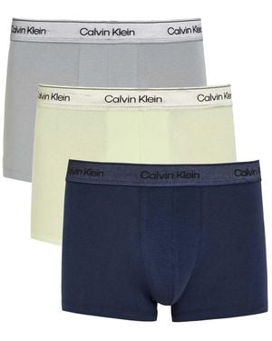 Calvin Klein Icon Metallic Stretch-Cotton Trunks - Blue