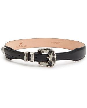 Silver Ostrich Crazy Leather Belt - White