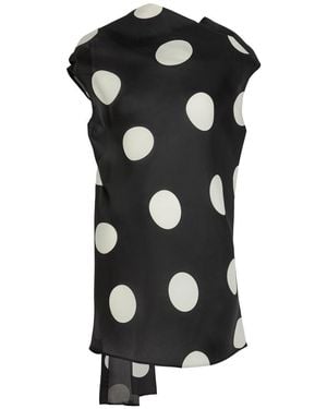 KHAITE Tatia Polka-Dot Draped Silk Mini Dress - Black