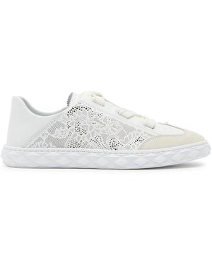 Jimmy Choo Diamond Light Flex Perforated Leather Trainers - White