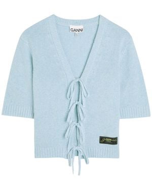 Ganni Future Wool-Blend Cardigan - Blue