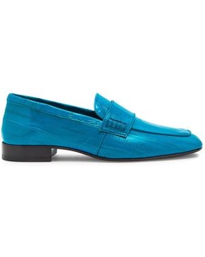 Dries Van Noten Textured Leather Loafers - Blue