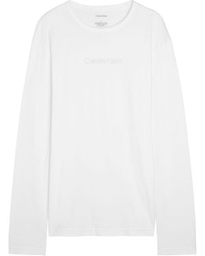 Calvin Klein Logo-Embroidered Cotton T-Shirt - White