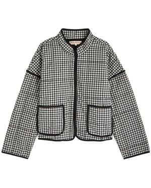 Free People Chloe Gingham Cotton Jacket - Grey