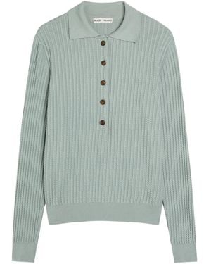 Blazé Milano Alegria Cable-Knit Silk-Blend Polo Top - Green