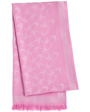 COACH Signature C Logo-Jacquard Scarf - Pink