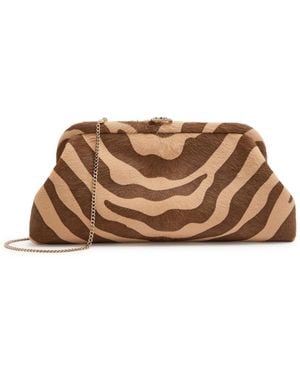 Jimmy Choo Skylar Zebra-Print Calf Hair Clutch - Brown