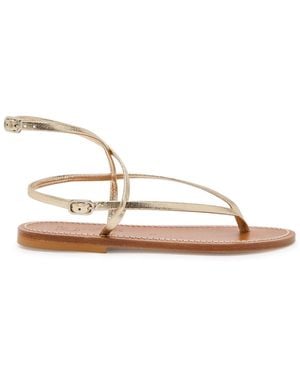 K. Jacques Abako Metallic Leather Sandals - Natural