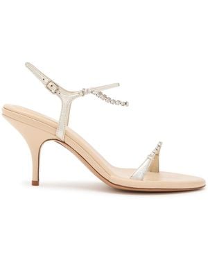 Chloé Zia 80 Crystal-Embellished Leather Sandals - White