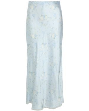 LoveShackFancy Kalo Floral-Print Silk Midi Slip Skirt - Blue