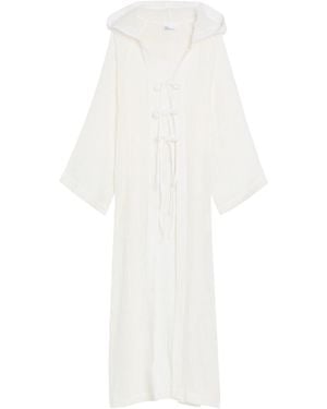 Lisa Marie Fernandez Hooded Linen-Blend Beach Cover-Up - White