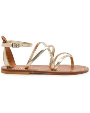 K. Jacques Epicure Cross-Over Metallic Leather Sandals - Brown