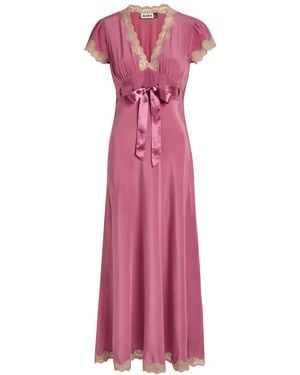 RIXO London Marlice Lace-Trimmed Silk Midi Dress - Pink