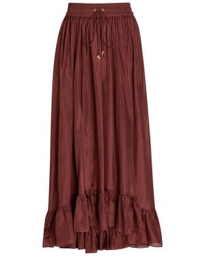 Zimmermann Aster Silk Maxi Skirt - Red
