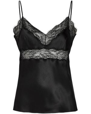 Nili Lotan Felicie Lace-Trim Silk Cami Top - Black