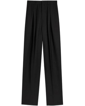 Saint Laurent Wide-Leg Wool Trousers - Black