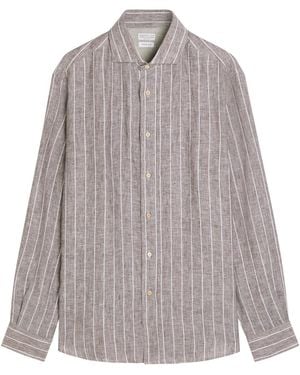 Brunello Cucinelli Striped Linen Shirt - Grey